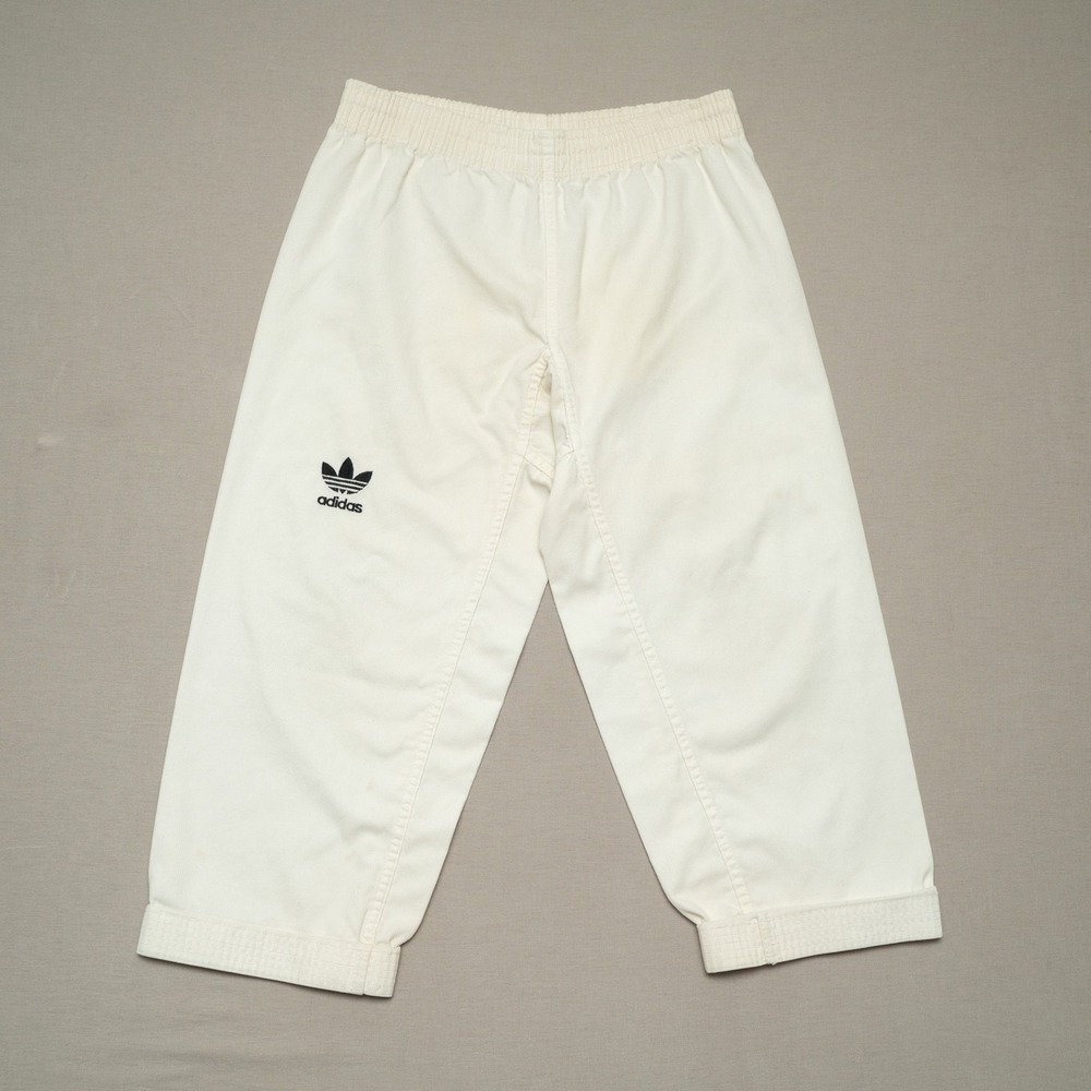 Vintage 80s Adidas White Taekwondo Martial Arts Pants Barrel Sz 0 140cm (28x21)